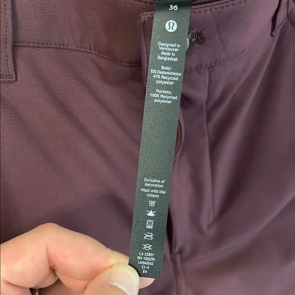 Lululemon Commission Pant Classic Mens Sz 36 ABC Warpstreme Commuter - Picture 3 of 6